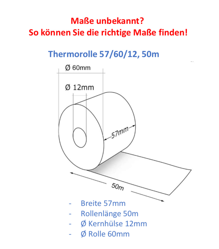Kassenrolle 57/60/12mm, 50m 50stk