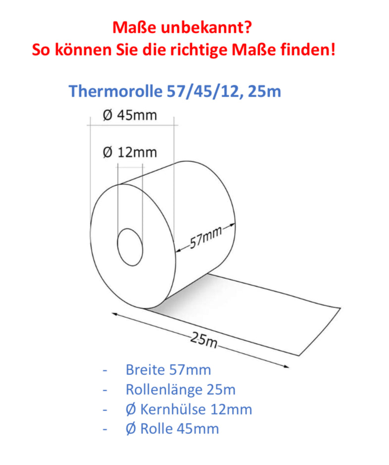 Kassenrolle 57/45/12mm, 25m 50stk