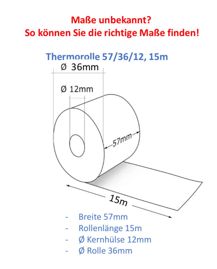 Kassenrolle 57/36/12mm, 15m 50stk