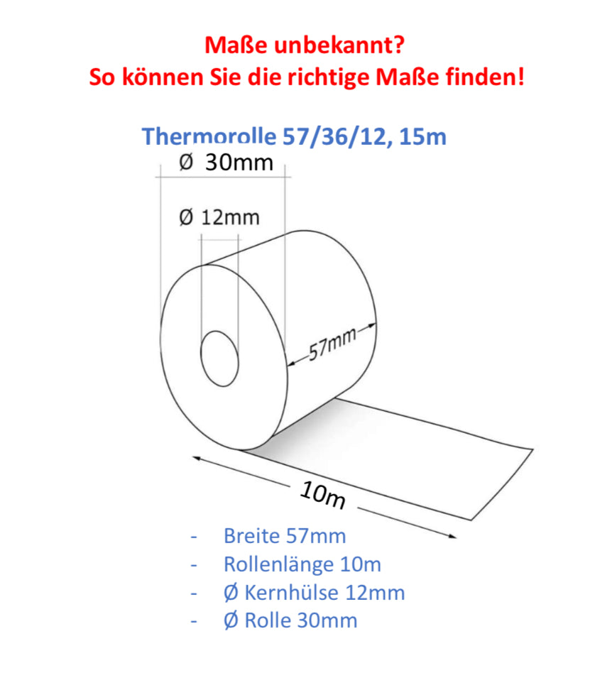 Kassenrolle 57/30/12mm, 10m 50stk