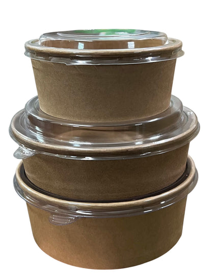 Salatbowl 750/1000/1300ml 300stk aus Pappe mit Deckel