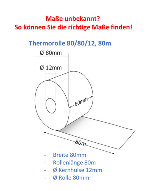 Kassenrolle 80/80/12mm, 80m 40stk
