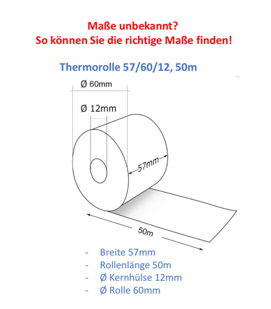 Kassenrolle 57/60/12mm, 50m 50stk