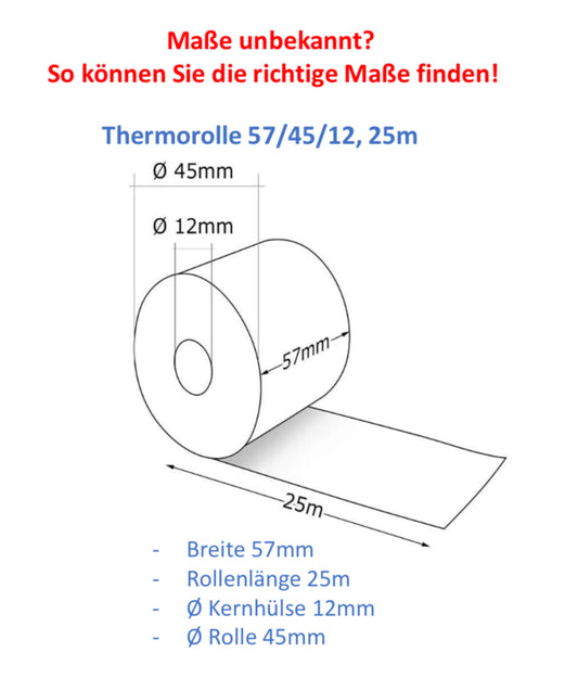 Kassenrolle 57/45/12mm, 25m 50stk